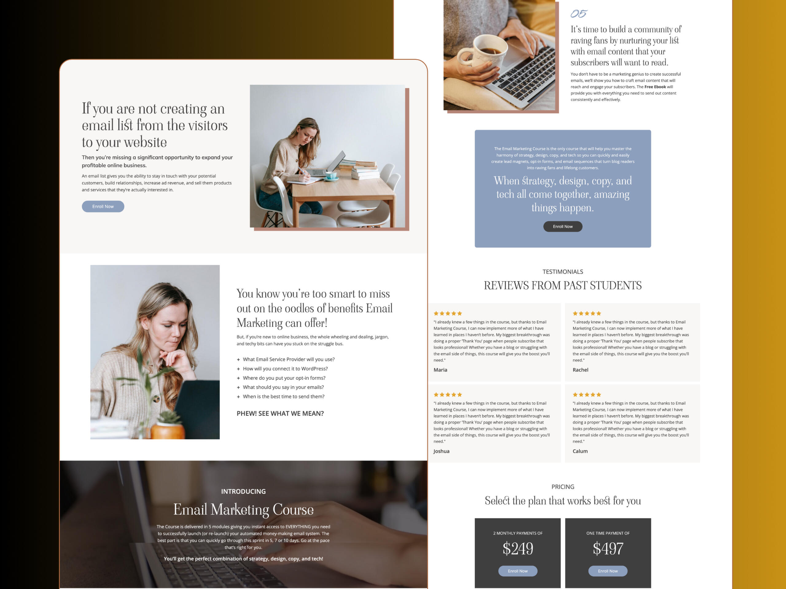 Course landing page template